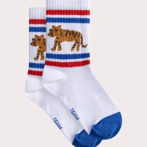Chaussette tennis rayée à motif tigre