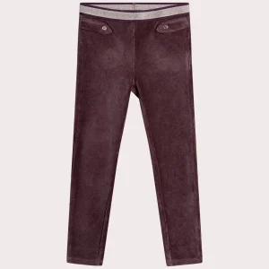 Pantalon en velours maille côtelé violet