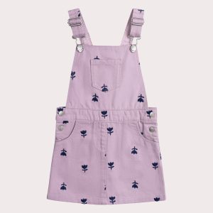 Robe salopette brodé violet fille