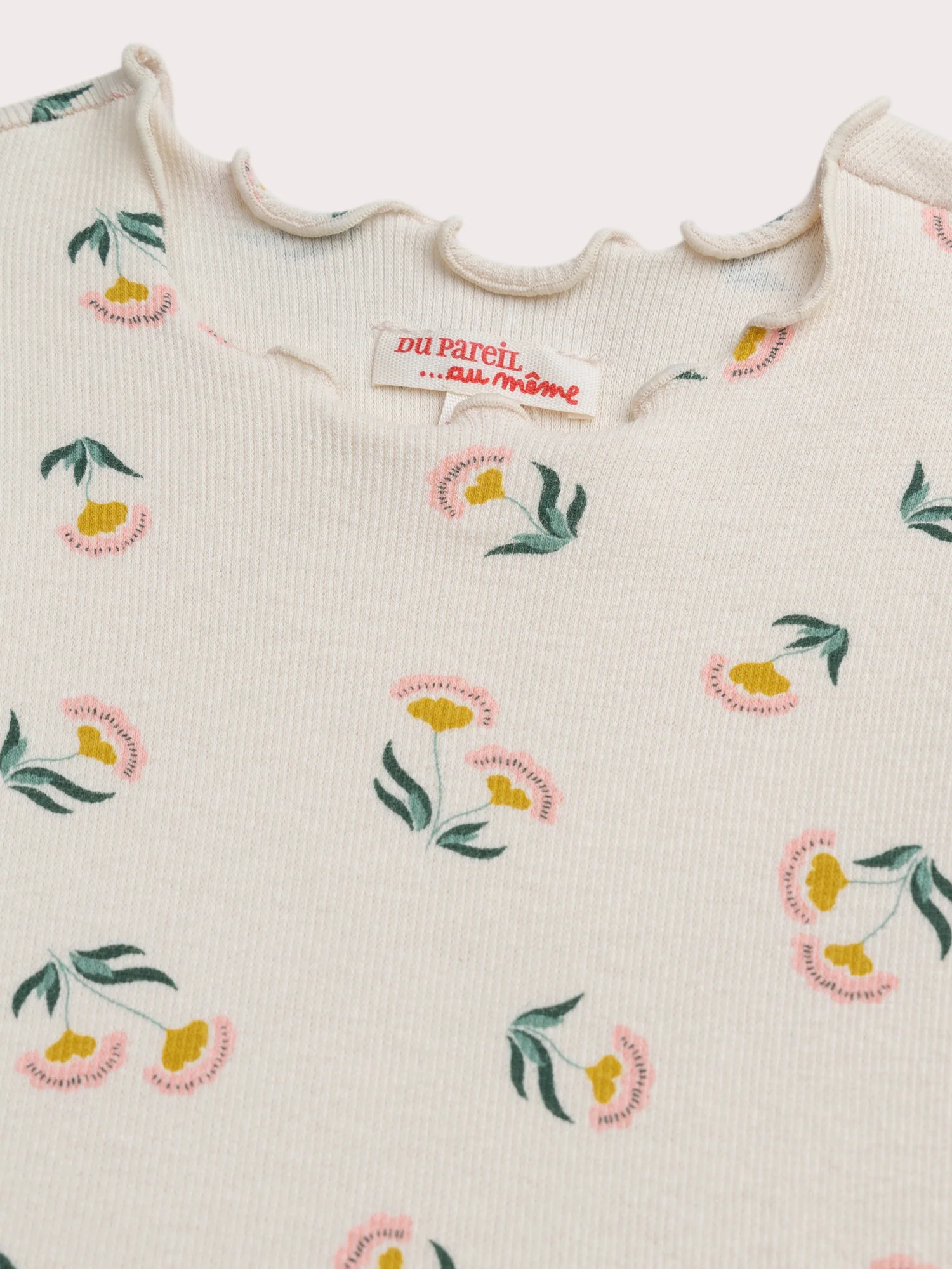 Robe écrue en côte et tulle – Image 2