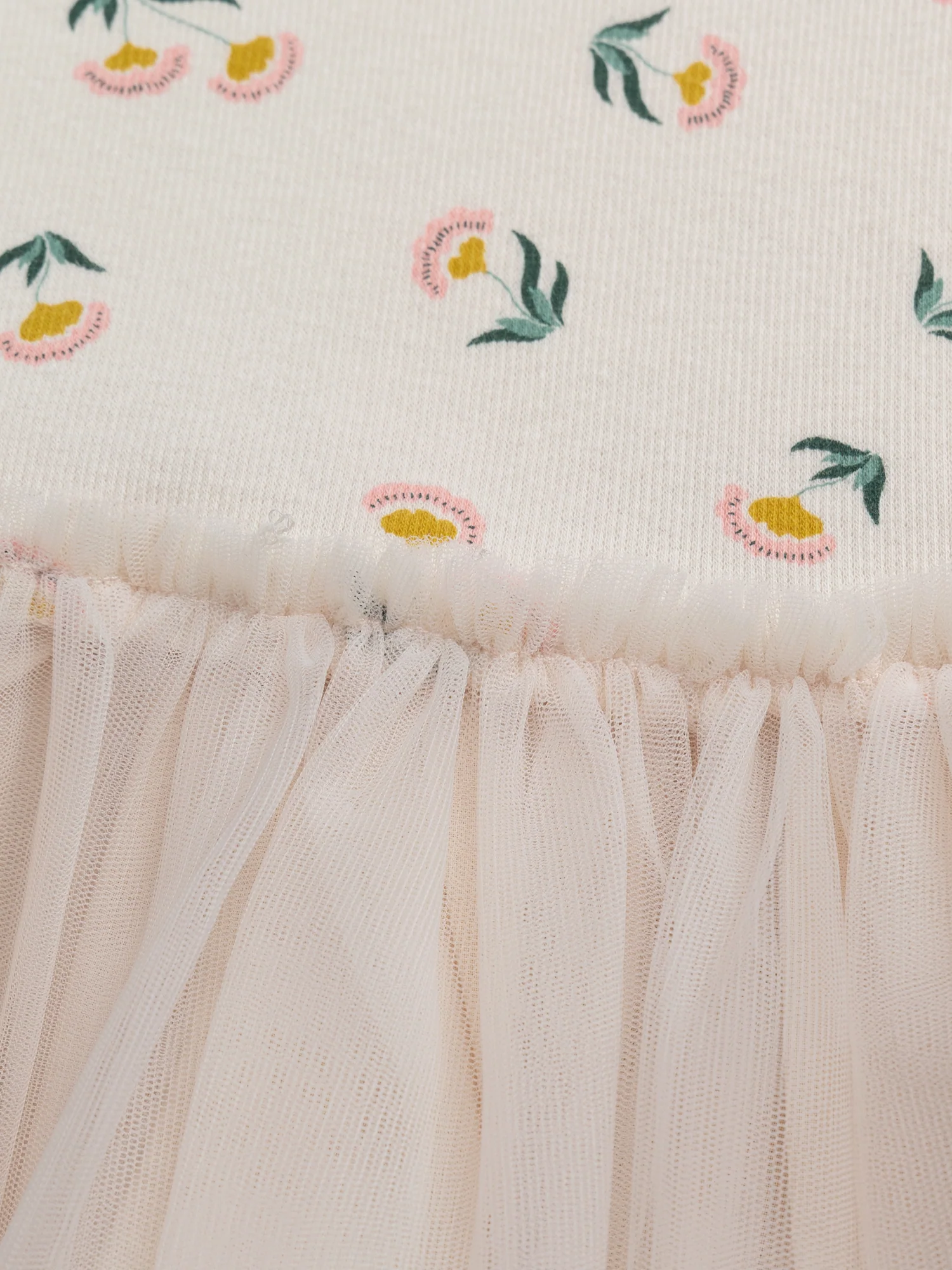 Robe écrue en côte et tulle – Image 3