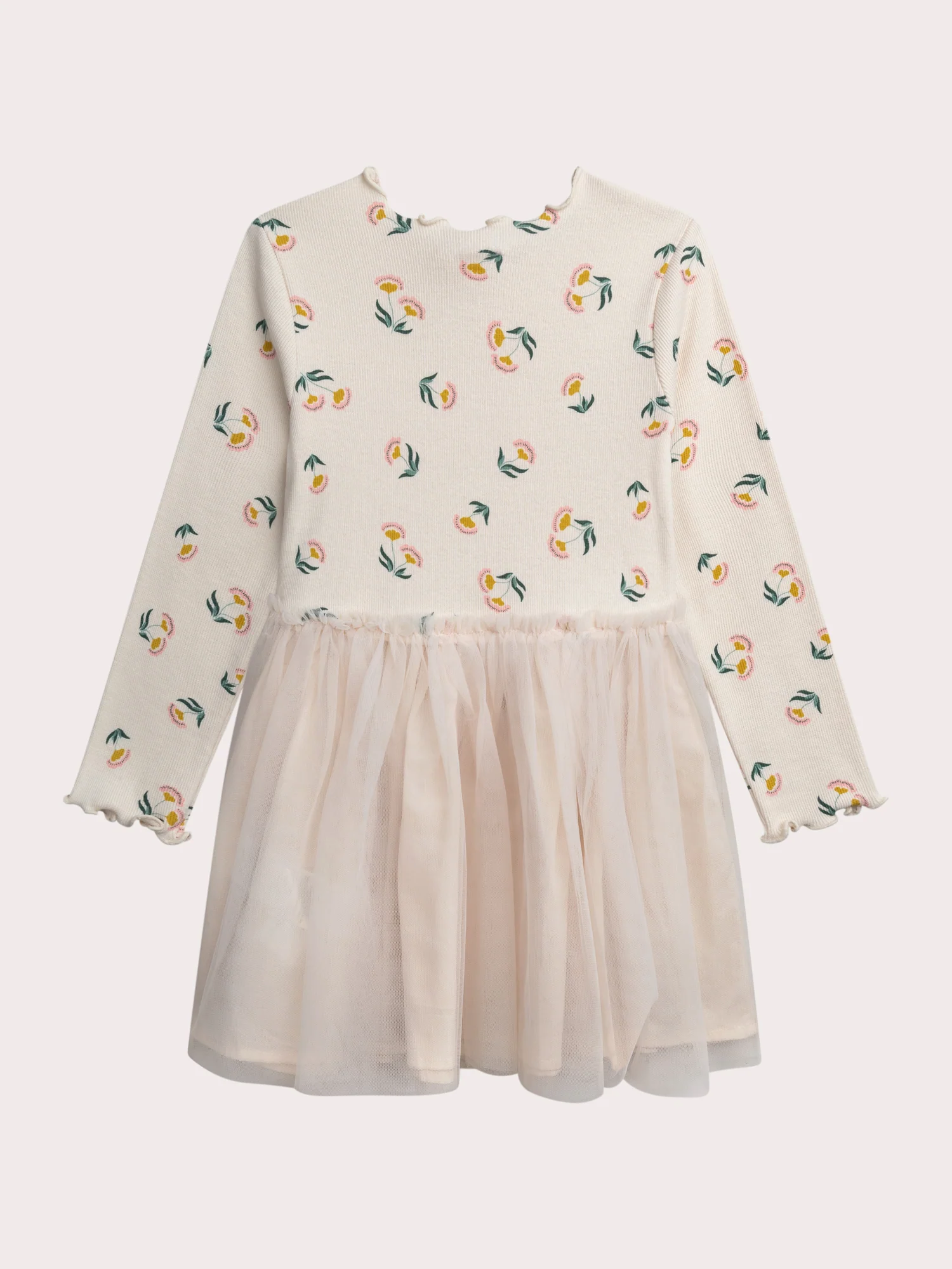 Robe écrue en côte et tulle – Image 4