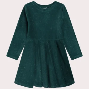 Robe verte patineuse en velours pailleté