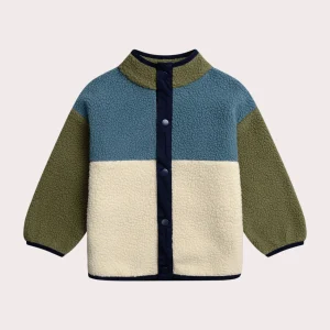 Veste effet mouton color block