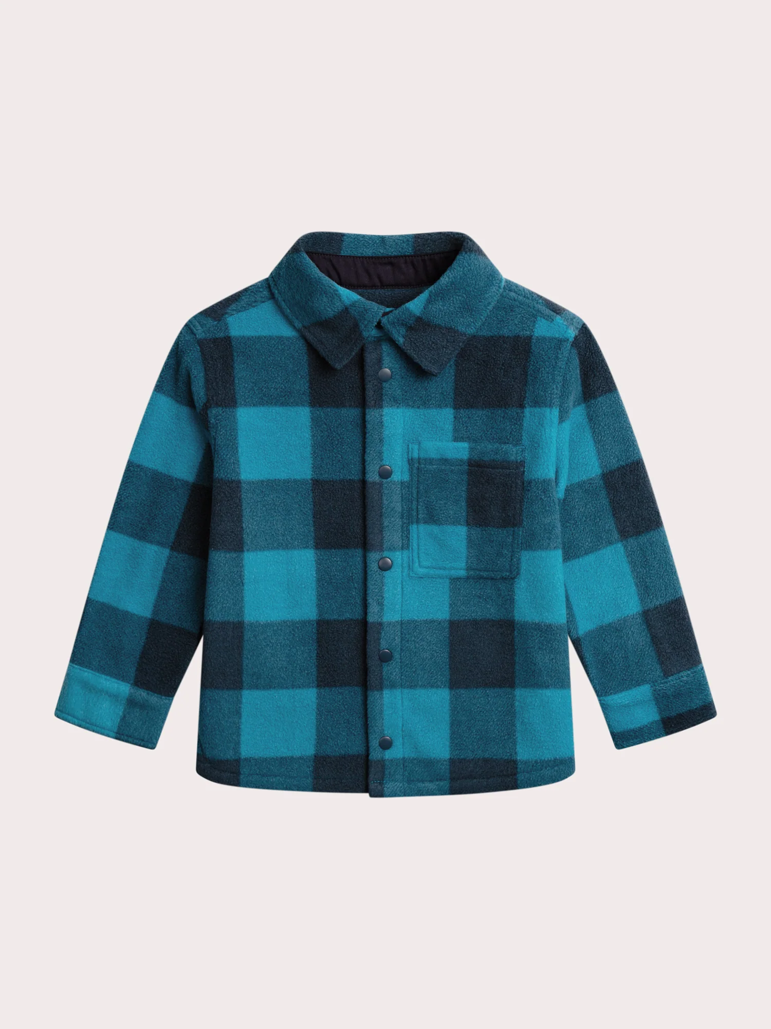 Chemise à carreaux noirs et bleus en polaire