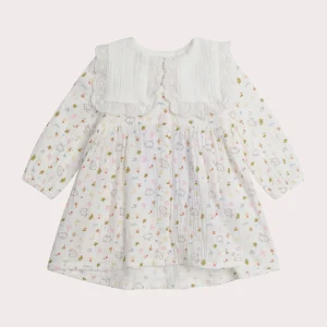 Robe blanche de naissance imprimée fantaisie