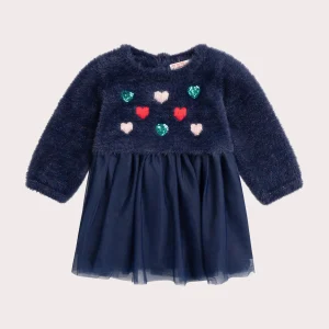 Robe marine cœur pour bébé fille