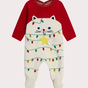 Grenouillère chat de Noël pour bébé garçon