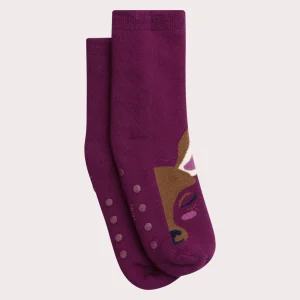 Chaussettes chaudes & antidérapantes violettes pour fille