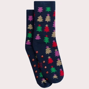 Chaussettes chaudes & antidérapantes marine pour fille