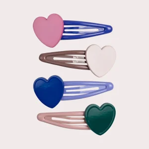 Lot de 4 barrettes c&oelig;urs pour fille