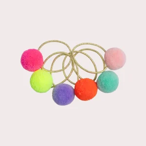 Lot de 6 minis élastiques pompons pour fille