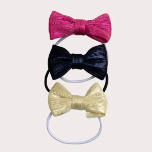 Lot de 3 élastiques nœud brillants pour fille
