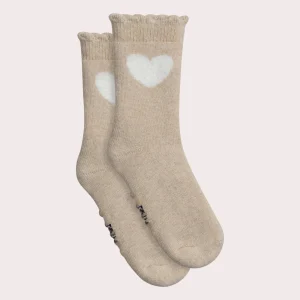 Chaussettes chaudes & antidérapantes beiges pour bébé fille