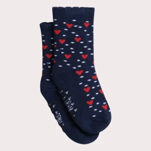 Chaussettes chaudes & antidérapantes marine pour bébé fille