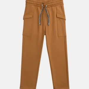 Pantalon en molleton marron  doublé chaud pour garçon