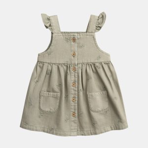 Robe salopette avec broderies fleurs pour bébé fille