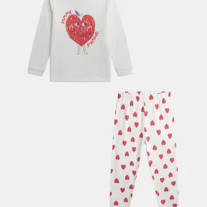 Pyjama écru à motif pomme d'amour pour fille