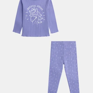 Pyjama violet à motif licorne phosphorescent pour fille
