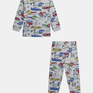 Pyjama phosphorescent  gris chiné imprimé all-over voitures pour garçon