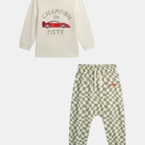 Pyjama ivoire à motif voiture pour garçon