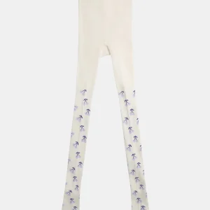 Collants écru à motif cerises pour fille