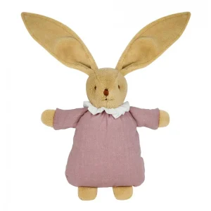 Doudou Lapin nid d'ange Trousselier en lin vieux rose