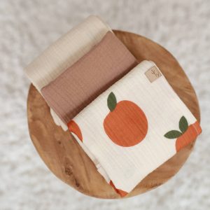 Lot de 3 langes en mousseline unisexe - Scandi Orange