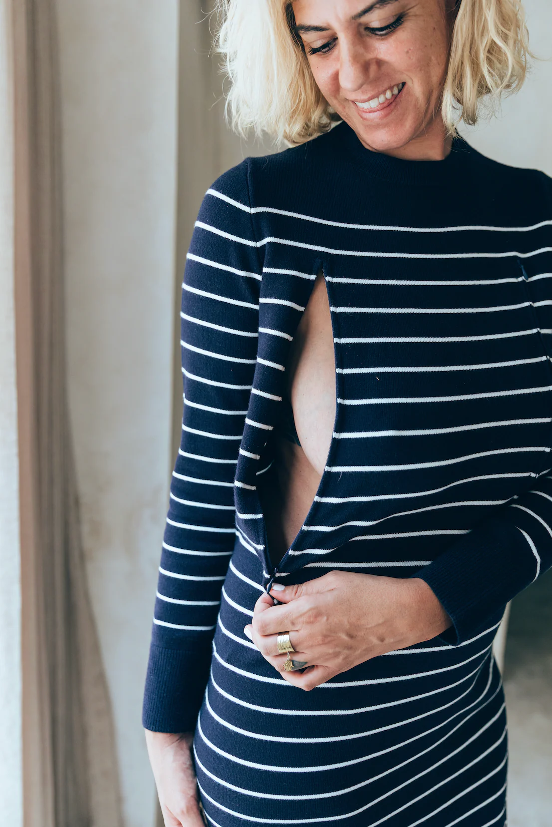 Robe d'allaitement maille marinière – Image 2