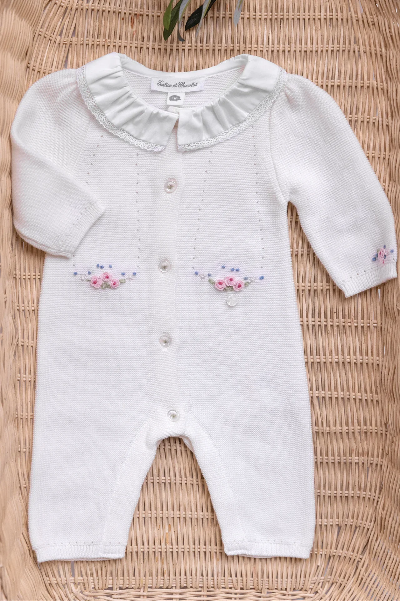Combinaison longue écru coton fleur babygirl Tartine et chocolat E26