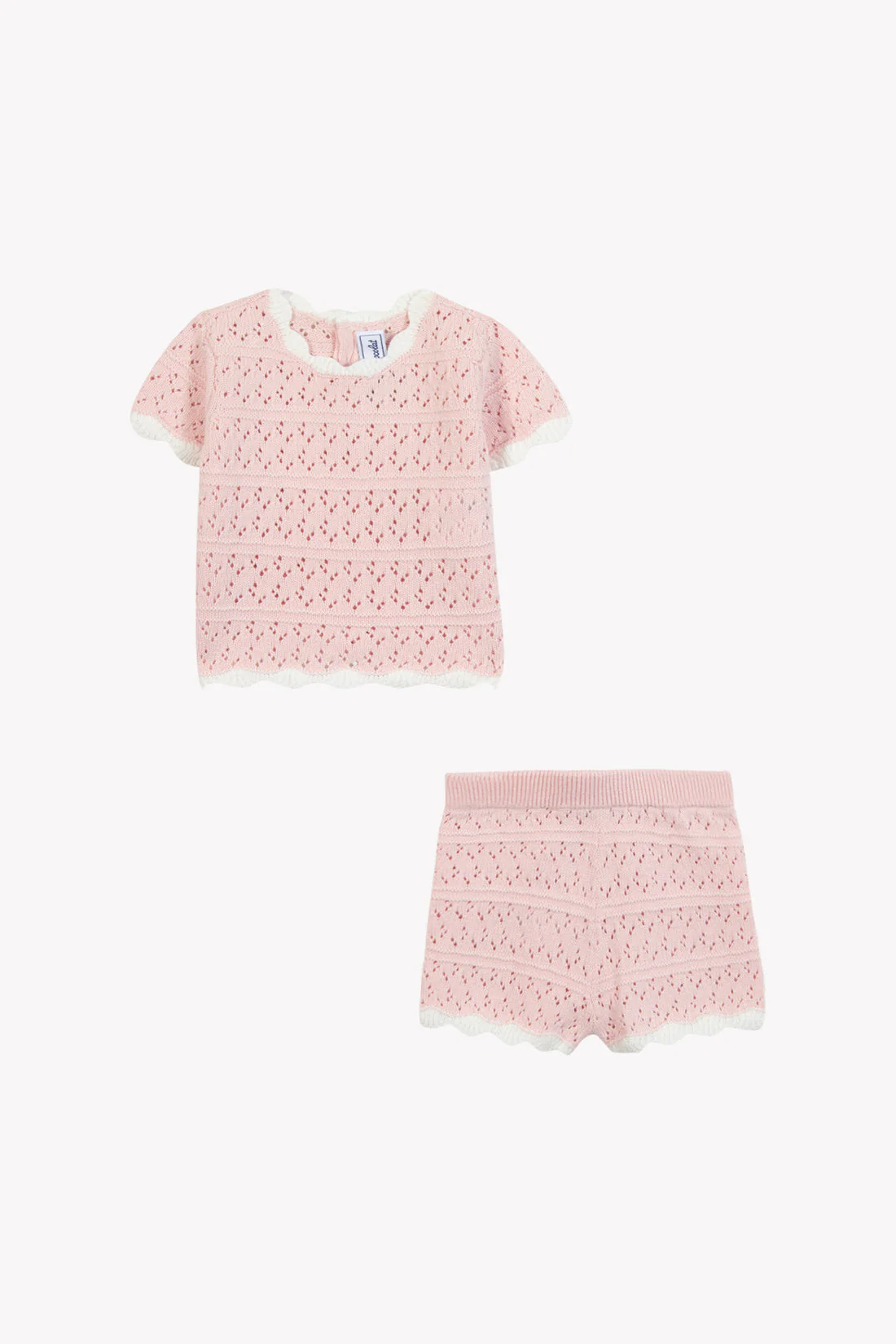 Ensemble court rose pâle tricot ajouré babygirl Tartine et Chocolat E26 – Image 2