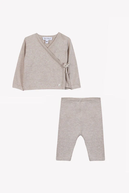 Ensemble long beige chiné cache cœur unisexe Tartine et Chocolat E26 – Image 4