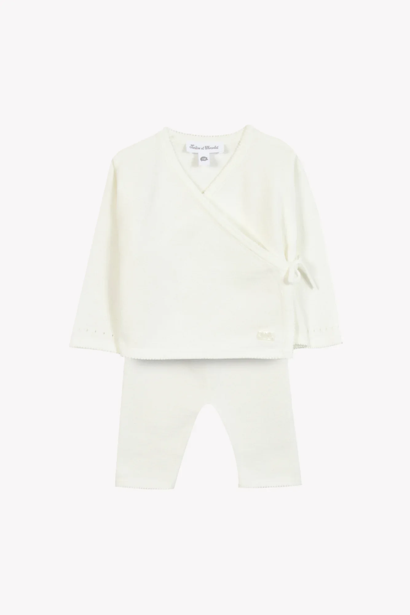 Ensemble long écru coton cache cœur unisexe Tartine et Chocolat E26 – Image 3