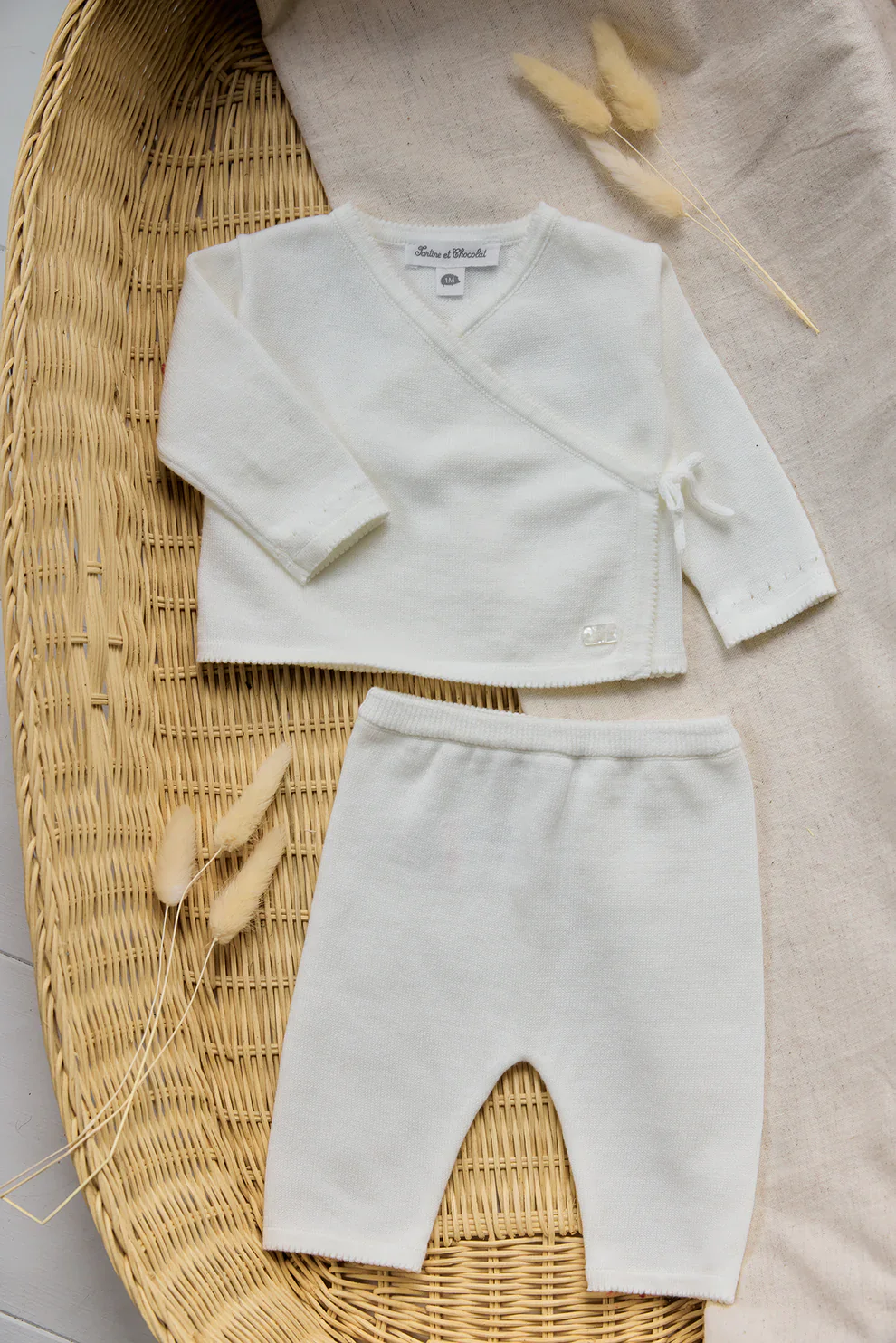 Ensemble long écru coton cache cœur unisexe Tartine et Chocolat E26