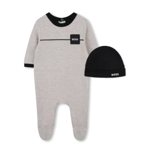 Ensemble pyjama et bonnet écru chiné babyboy Boss H25