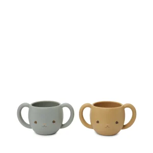 Lot de 2 tasses en silicone cutie almond et Blue Konges Slojd