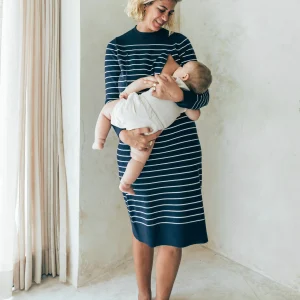 Robe d'allaitement maille marinière