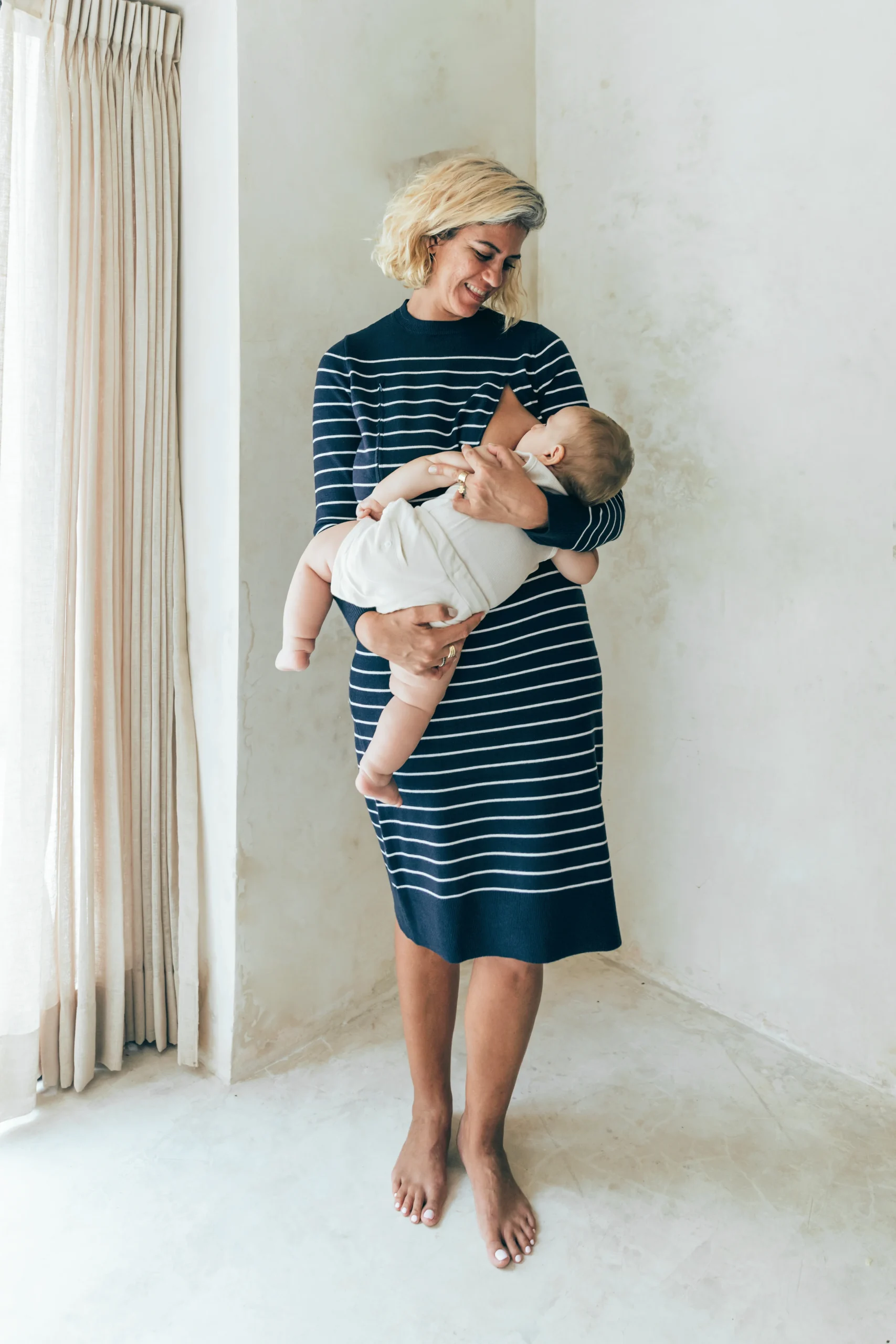 Robe d'allaitement maille marinière