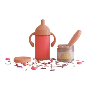 Coffret Anniversaire pour poupée - Biberon Lait Fraise et Petit pot magique Gâteau
