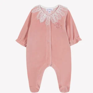 Pyjama pêche velours col dentelle babygirl Tartine et Chocolat