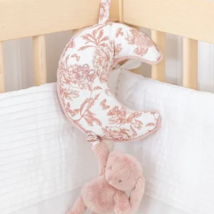 Augustin le lapin musical Toile de Jouy rose thé Tartine et Chocolat