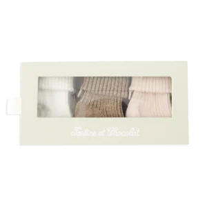 Coffret Chaussettes nacre poudrée babygirl Tartine et Chocolat