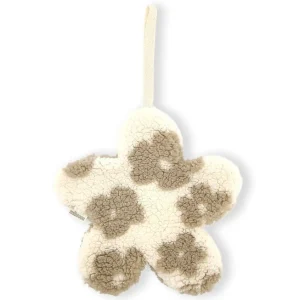 Attache tétine - Grande fleur écru / taupe