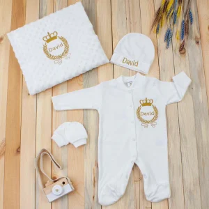 Ensemble Barboteuse avec couverture personnalisée pour Bébé