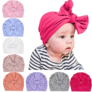 Turban en coton avec gros nœud pour bébé fille