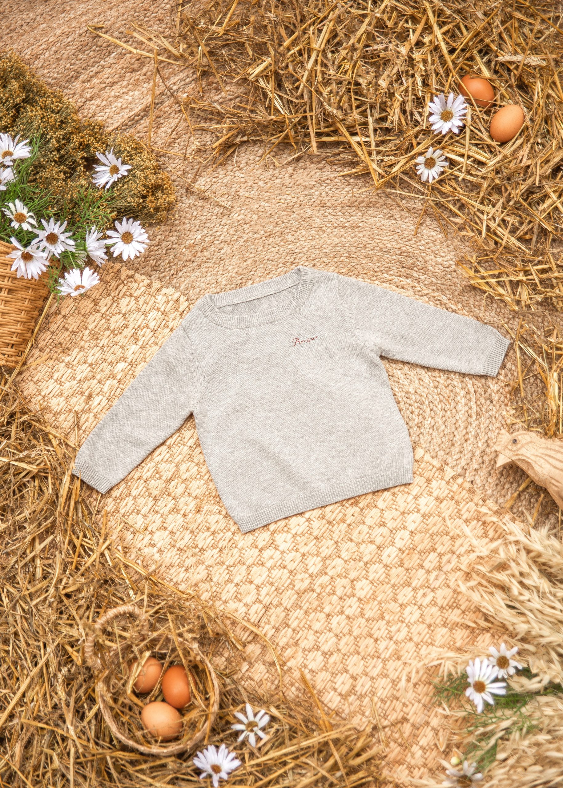 Pull amore gris unisexe – Image 2